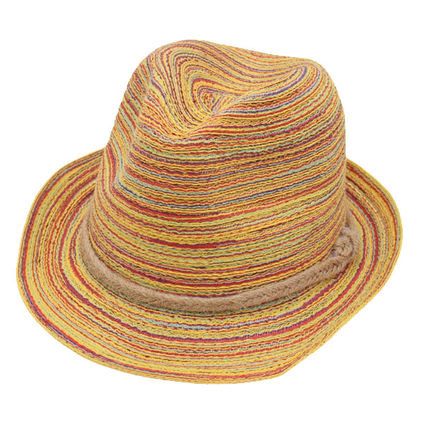 麦わら帽子 mix糸 マルチカラー 中折れハット 亜麻 ジュート つば広 UVカット 草編み レディースハット 紫外線防止 CAP 6566 |  | 01