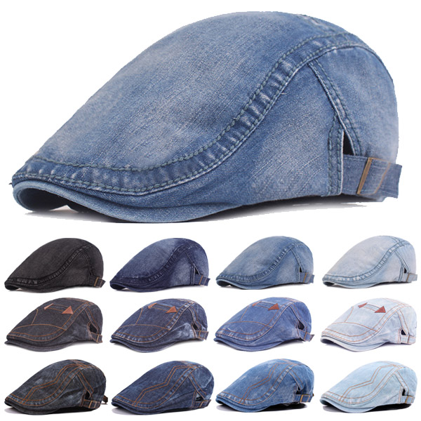 デニム ハンチング 帽子 コットン キャップ ステッチ ビンテージ風