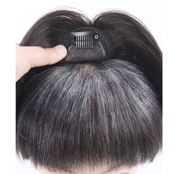 ウイッグ（トップピース） 人毛 トップピース ミニサイズ ヘアピース 軽量 手植え マシン
