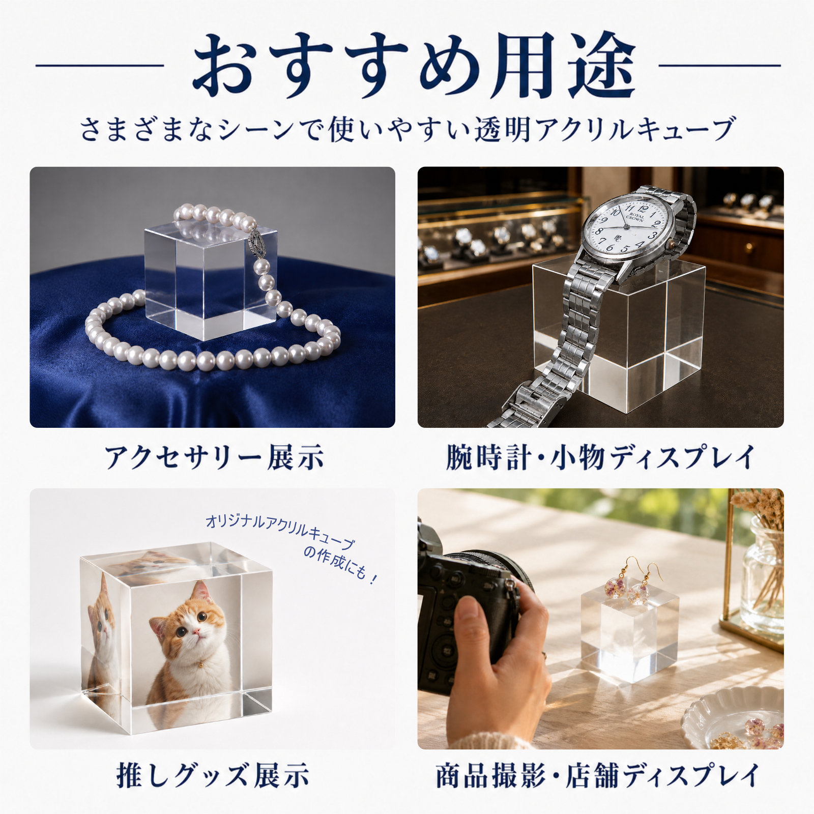 アクリルブロック 40mm×40mm×40mmアクリルステージ ペーパーウェイト