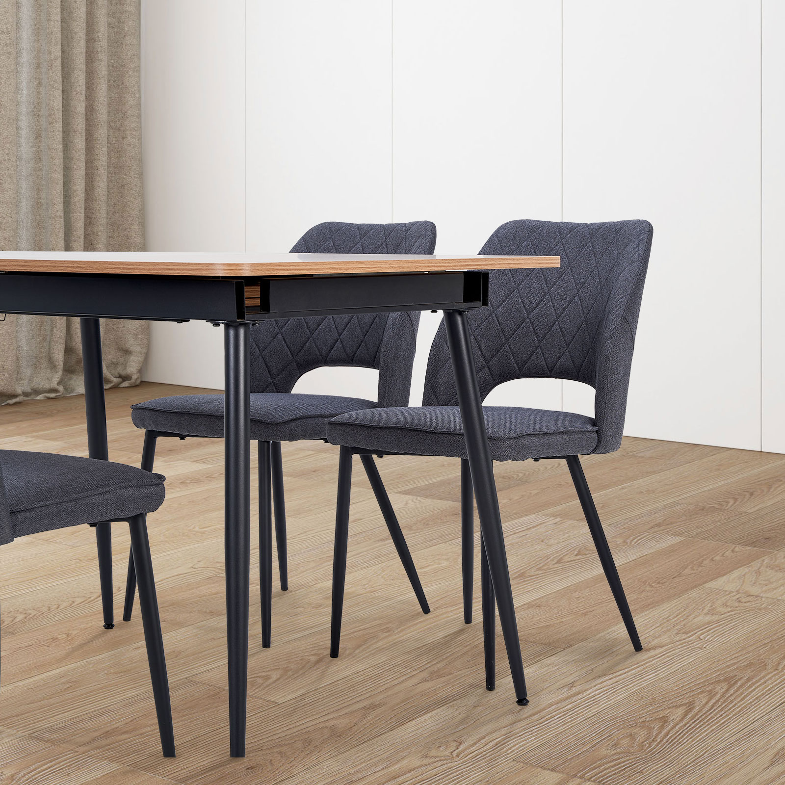 ダイニングチェア 2脚セット おしゃれ モダン グレー ファブリック