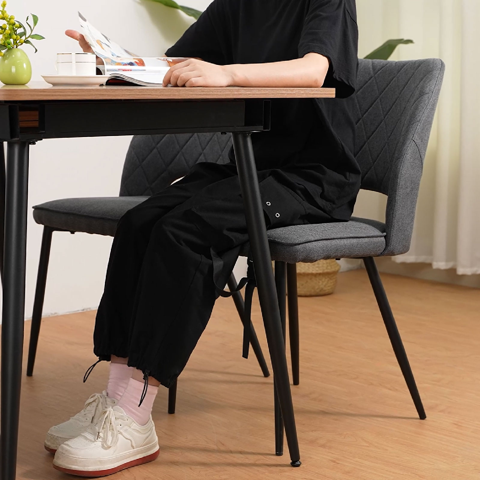 ダイニングチェア 2脚セット おしゃれ モダン グレー ファブリック