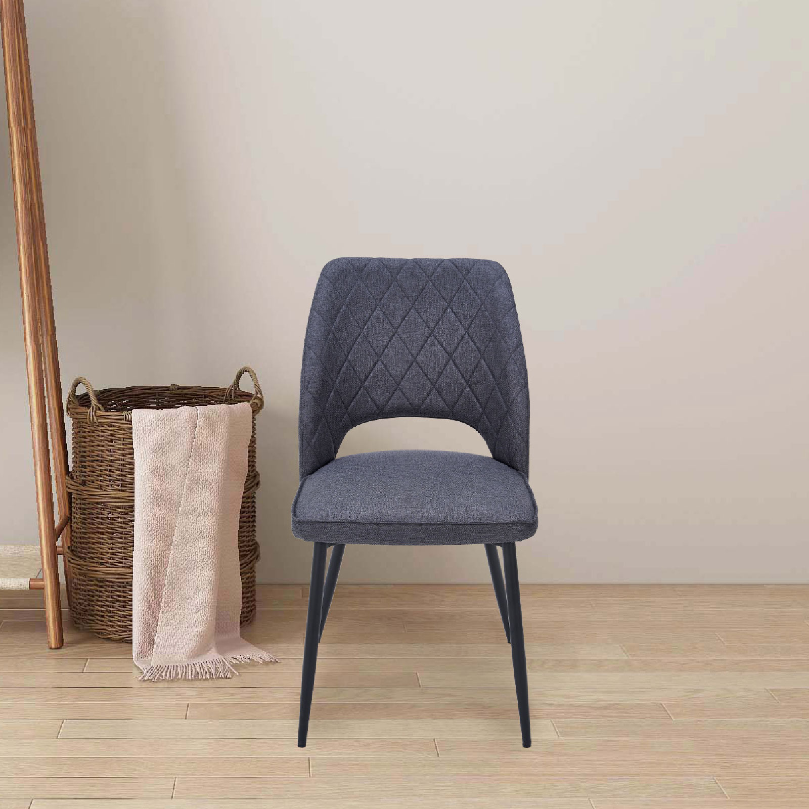 ダイニングチェア 2脚セット おしゃれ モダン グレー ファブリック