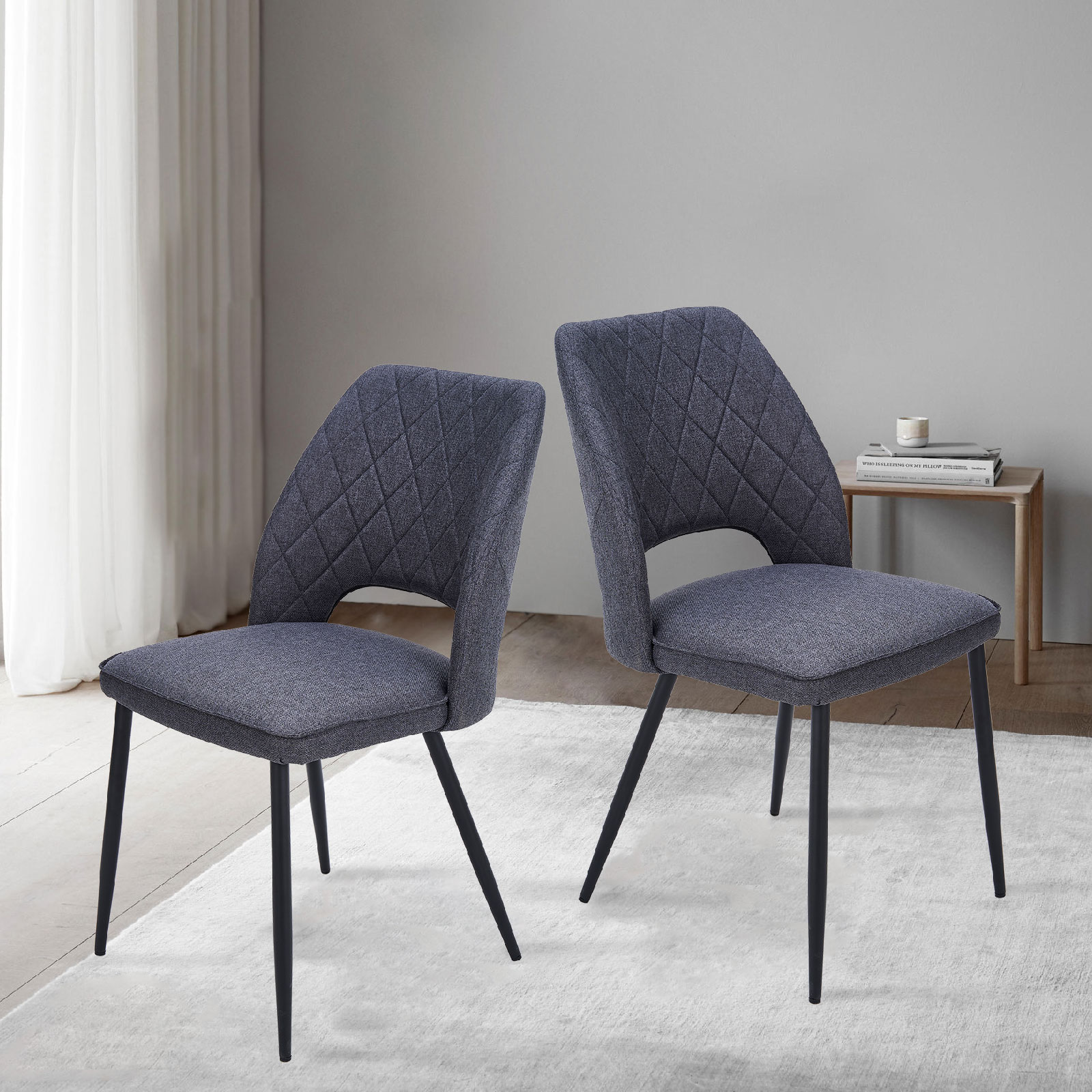 ダイニングチェア 2脚セット おしゃれ モダン グレー ファブリック