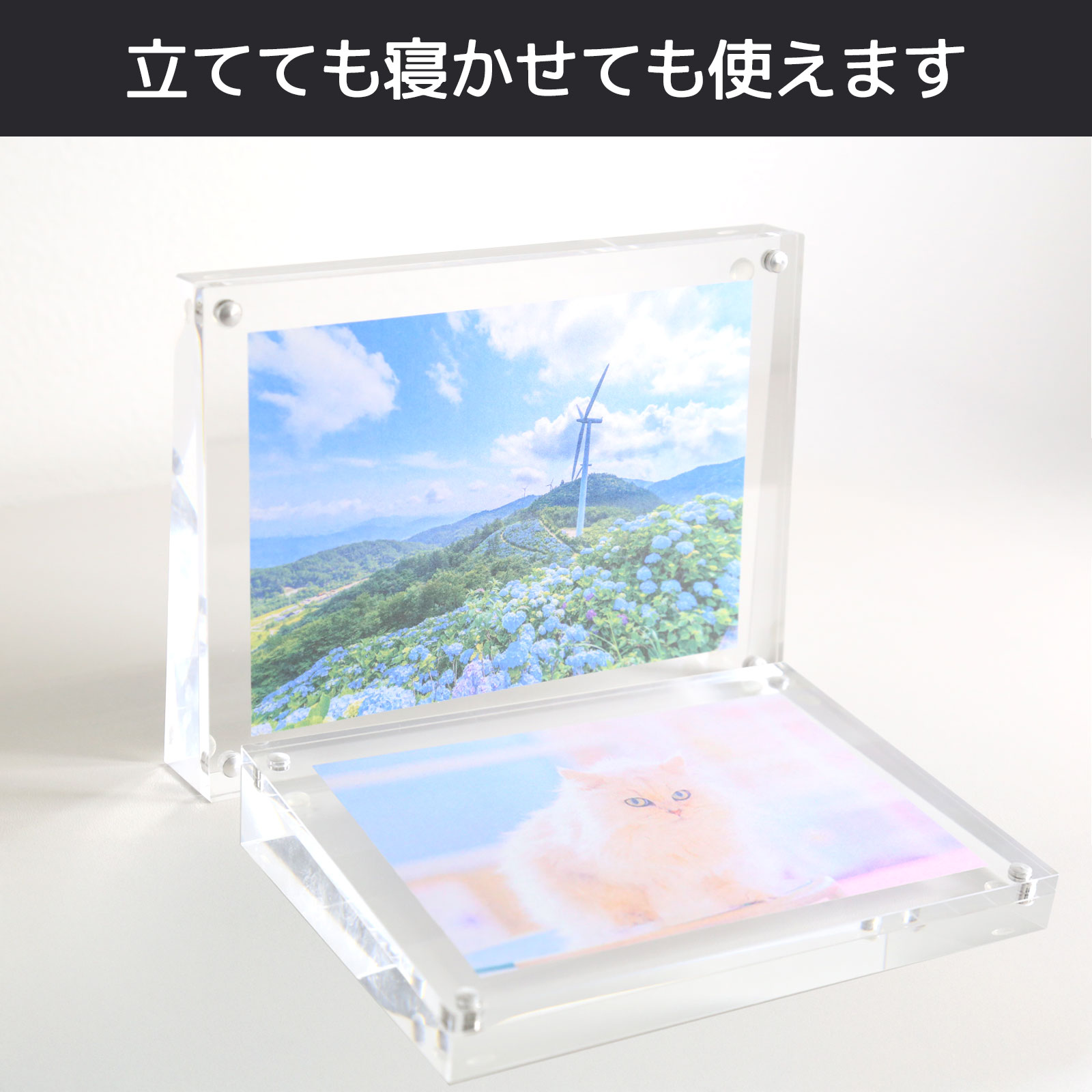 展示用アクリルフレーム L判対応 1個入 マグネット式 POPスタンド