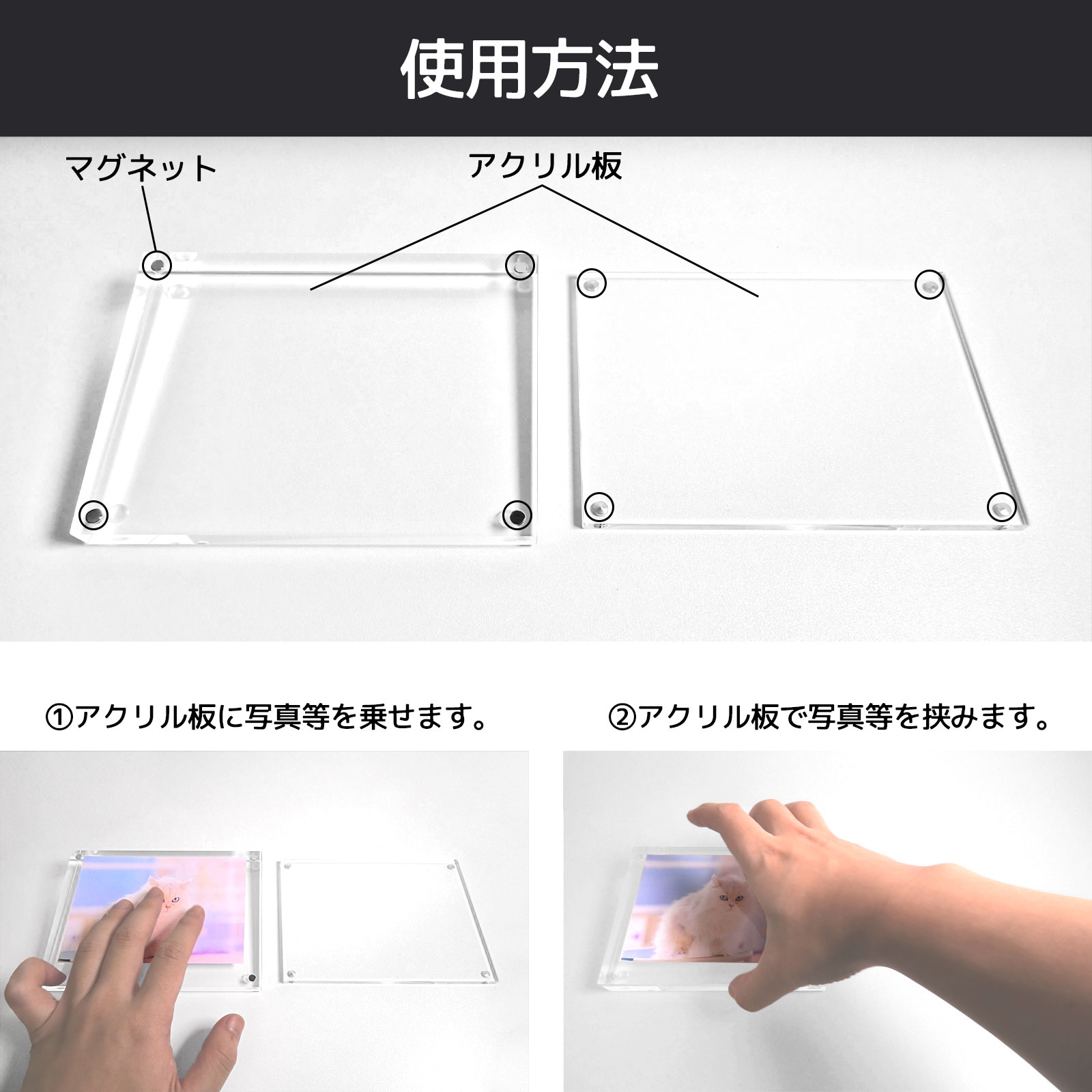 展示用アクリルフレーム L判対応 10個入 マグネット式 POPスタンド
