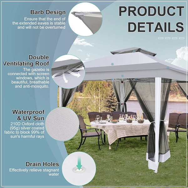 美品！　ガゼボ　Gazebo 2.7x2.7/3x3meters タープテント　ネイビー　説明書付き 楽天市場】【在庫有り】ABCCANOPY ガゼボ テント 3×3×2.7m