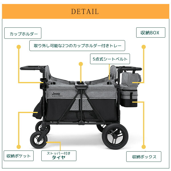 限定セール⭐︎Jeep キャノピーワゴン　グレー ベビーカー 大型　ストローラー 楽天市場】【在庫有り】ジープ スポーツ ストローラー ワゴン