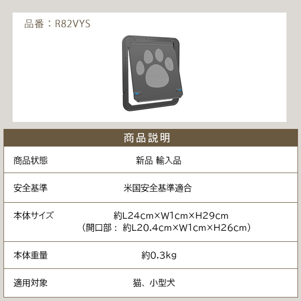 PETLESO 網戸用 ペットドア Sサイズ ロック付き 小型犬 犬 猫