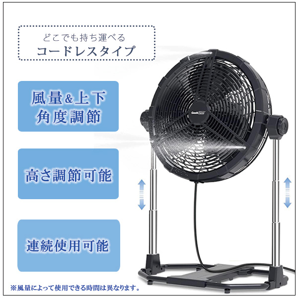 Geek Aire 16インチ ミスティング ファン 高さ調節可能 コードレス