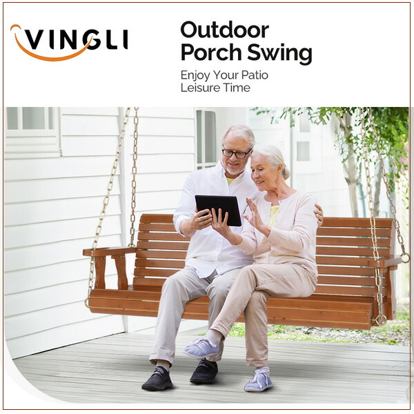 VINGLI 更 パティオ木製ポーチブランコ スイングチェアベンチ 屋外用