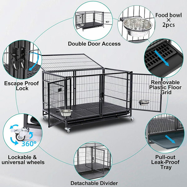 Homey Pet 43インチ スタッカブル ドッグ クレート 大型 ペット ケージ
