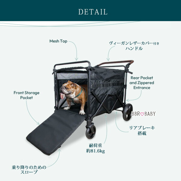 お取り寄せ/ワンダーフォールド PXL ラージ ペット ストローラー