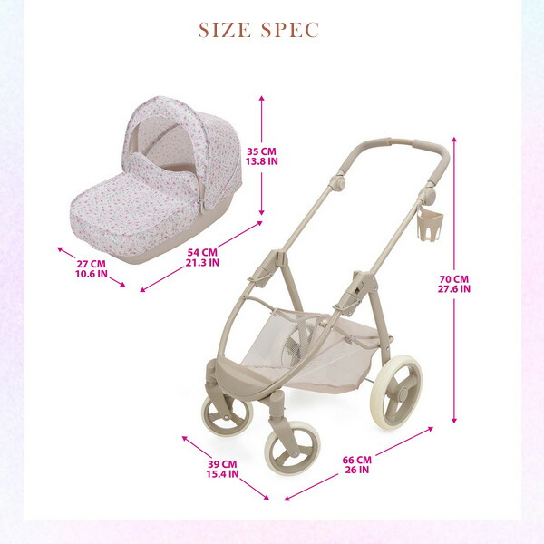 509 Crew リトル フローラ 2-in-1 お人形用 ベビーカー バギー ドール