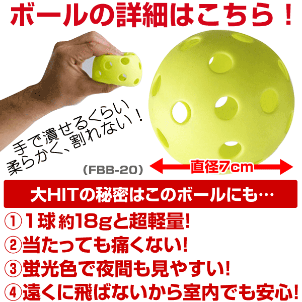 野球 バッティング練習ボール 穴あき 個入り 収納バッグ付き 打撃 バッティング 練習用品 夜間 Fbb フィールドフォース 野球用品ベース ボールタウン 通販 Paypayモール