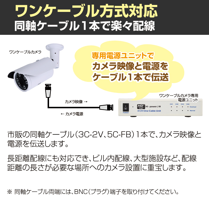 防犯カメラ1〜4台セット 4chデジタルレコーダーのフルHD AHDワン