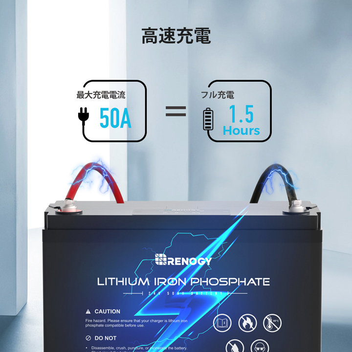 RENOGY Lifepo4バッテリー　RBT2450LFP-JP 充電器付 リン酸鉄リチウムイオンバッテリー専用充電器 24V 10A | RENOGY