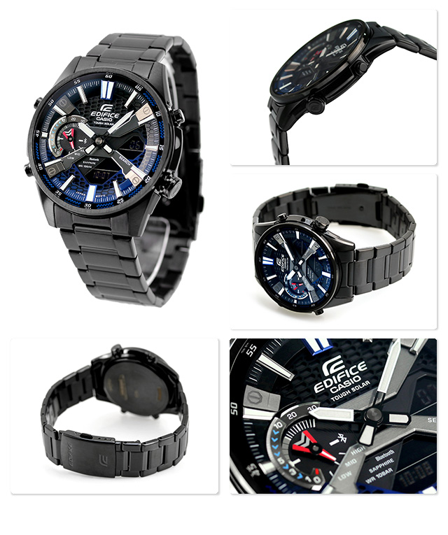 カシオ エディフィス EDIFICE ECB-S100 ソーラー ワールドタイム メンズ 腕時計 ECB-S100DC-2ADF CASIO ブラック×ブルー ECB EDIFICE S100DC カシオ エディフィス S100 2ADF ソーラー ワールドタイム メンズ 腕時計 CASIO ブラック×ブルー