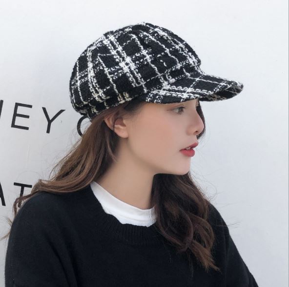 キャスケット 秋物 秋コーデ 帽子 レディース 秋冬 日除け ハット 小顔効果 おしゃれ つばあり モノトーン