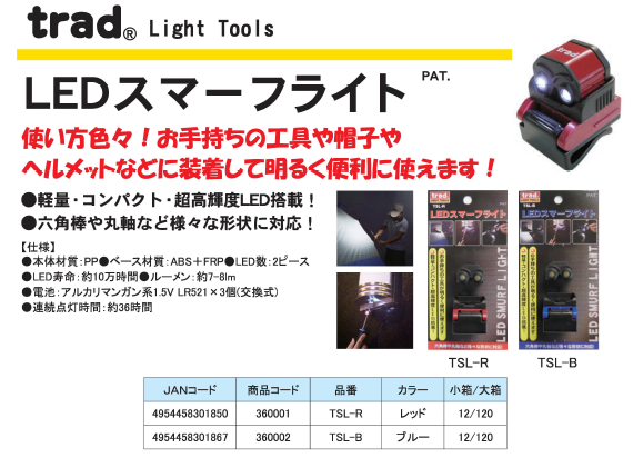 送料無料 (業務用10個セット) trad LEDスマーフライト/ヘッドライト