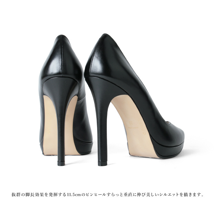 新品！COMEX ブラック ハイヒール ポインテッドトゥ COMEX パンプス ハイヒール ポインテッドトゥ ヒール11cm レザー