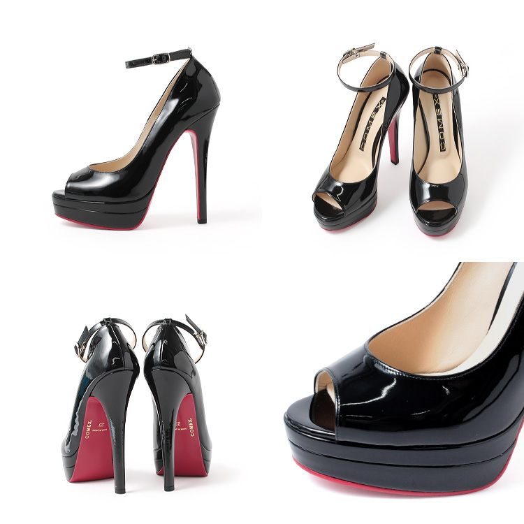 COMEX（コメックス） オープントゥ ハイヒール 14cmヒール ストラップ