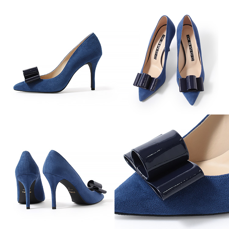 COMEX（コメックス） リボン付き パンプス 9cmヒール 日本製 本革