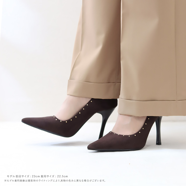 新着 セール スタッズ ポインテッドトゥ ハイヒール パンプス 靴