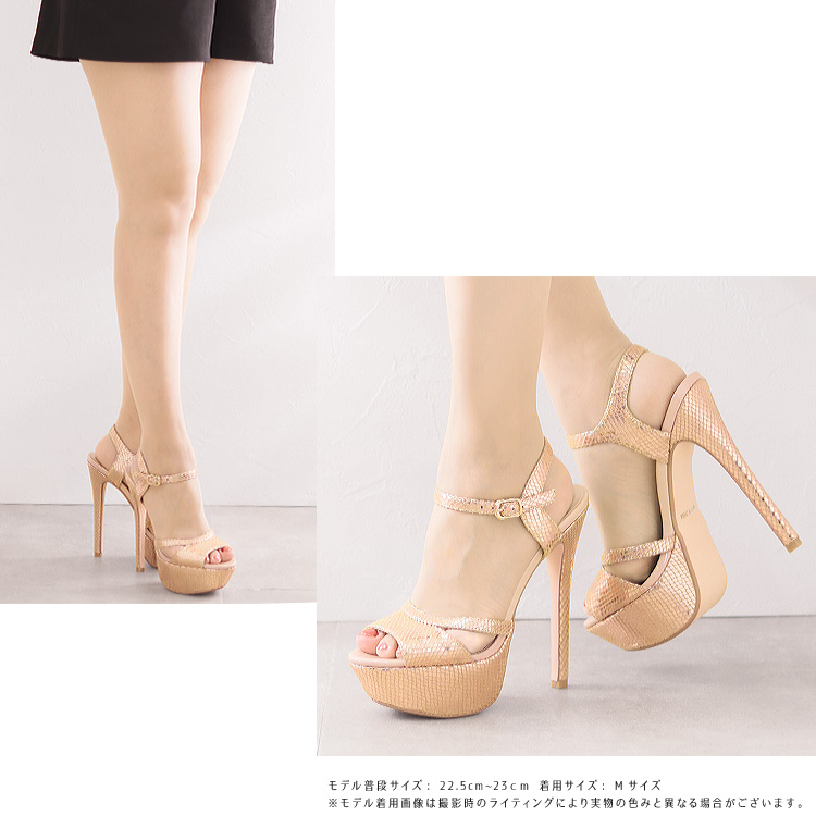 SALE サンダル アンクルストラップ オープントゥ ヒール15cm