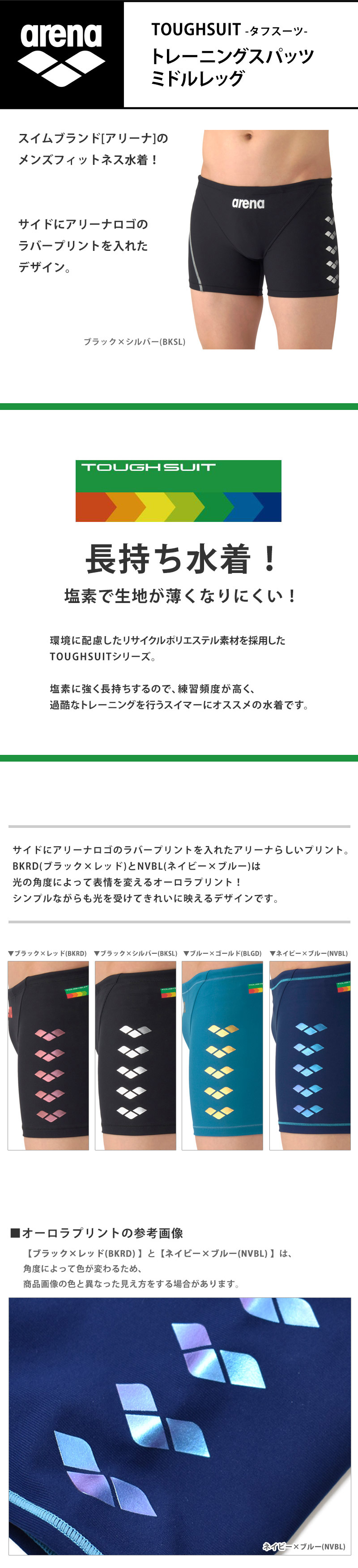 アリーナ（arena） 送料無料 トレーニングスパッツ 水着 メンズ スイム