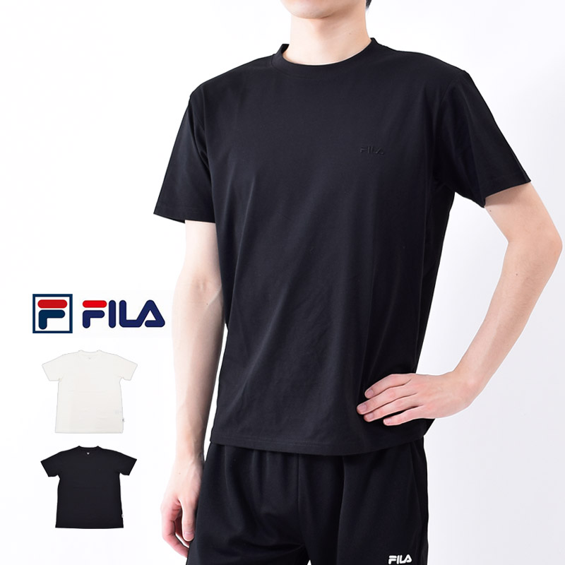 半袖 Tシャツ ランニング ウェア メンズ FILA フィラ クルーネック 接触冷感 速乾 スポーツウェア ダブルメッシュ 紳士 FM6052 M/L/LL ネコポス送料無料