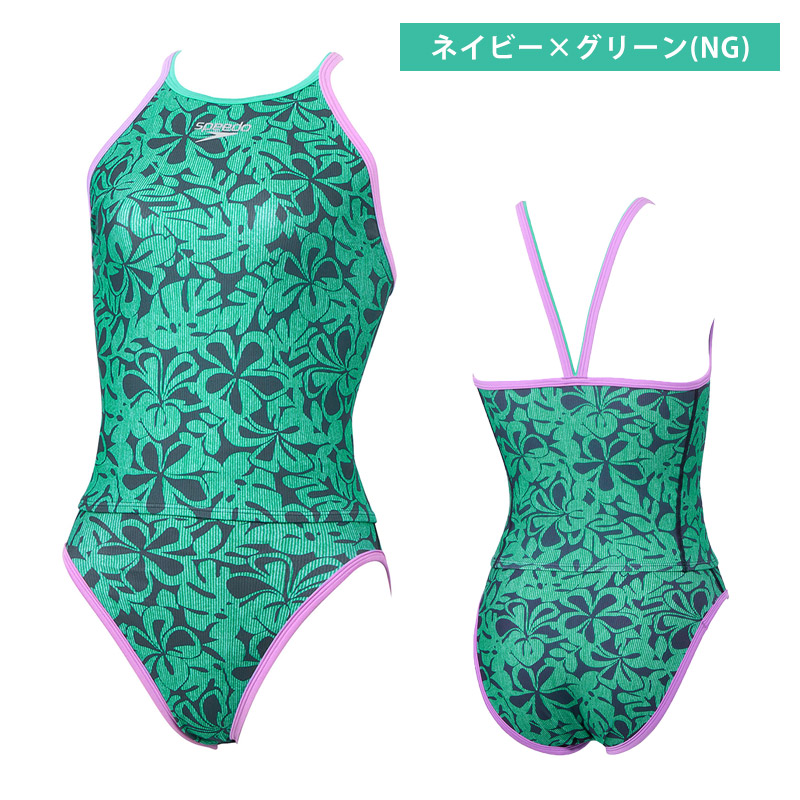 激安通販サイト Lサイズ】ネイビー＆グリーン スピード 競泳水着