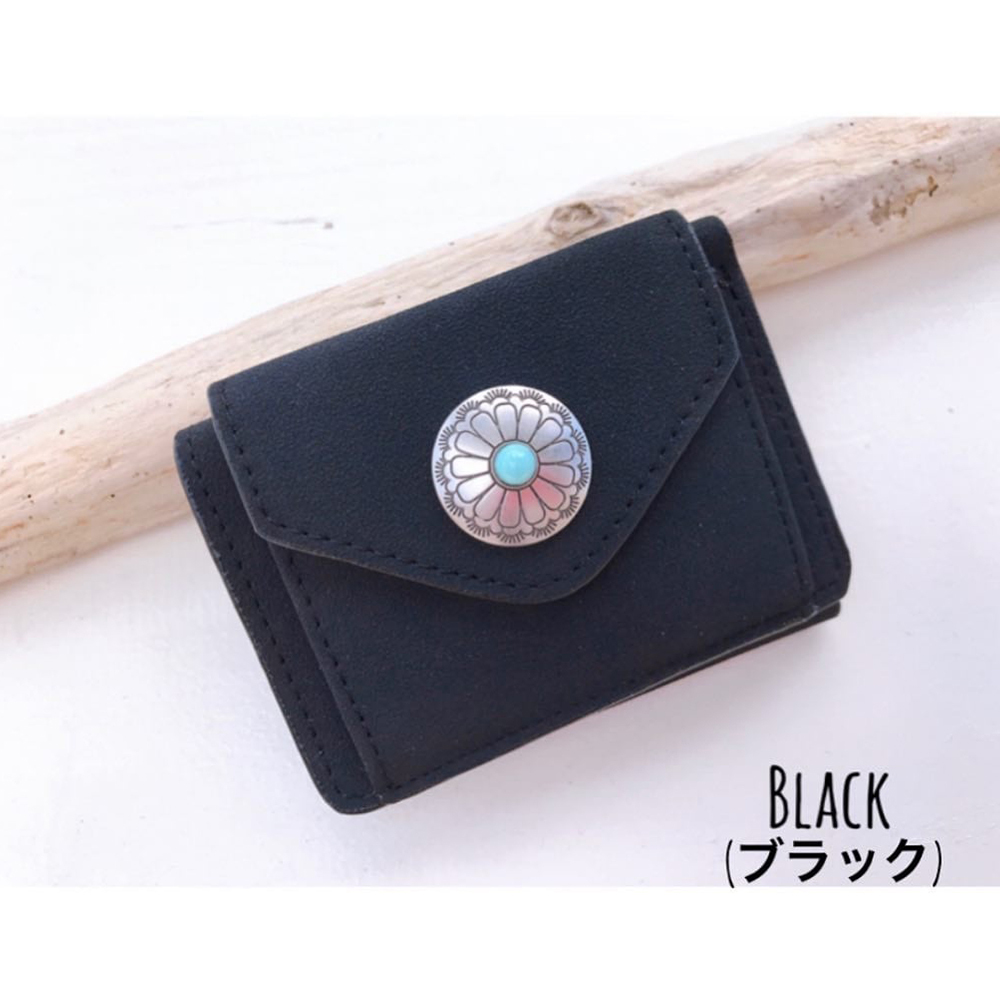 ミニ財布 ユニセックス 新作 通販 人気 財布 MINI WALLET 旅行 かわいい ギフト プレゼント 三つ折り 小銭入れ コンチョ付き ボヘミアン 160006｜beachdays｜02