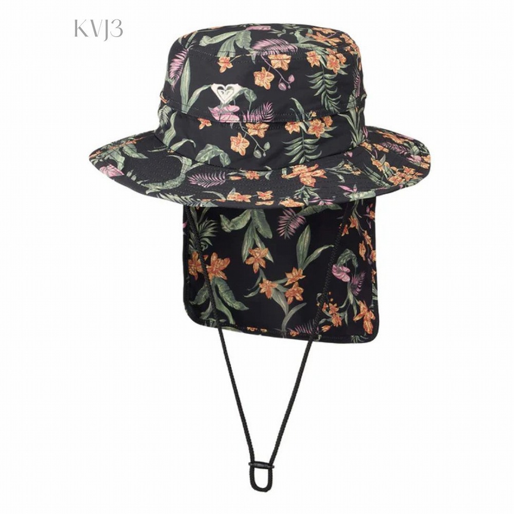 ROXY ロキシー　花柄 アウトドアハット ブラウン　マリンハット ROXY ロキシー 花柄 アウトドアハット ブラウン マリンハット 帽子