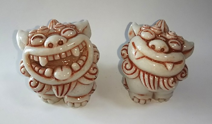シーサー置物 夢福 シーサー ペアシーサー 艶やか焼き 厄除け 魔除け