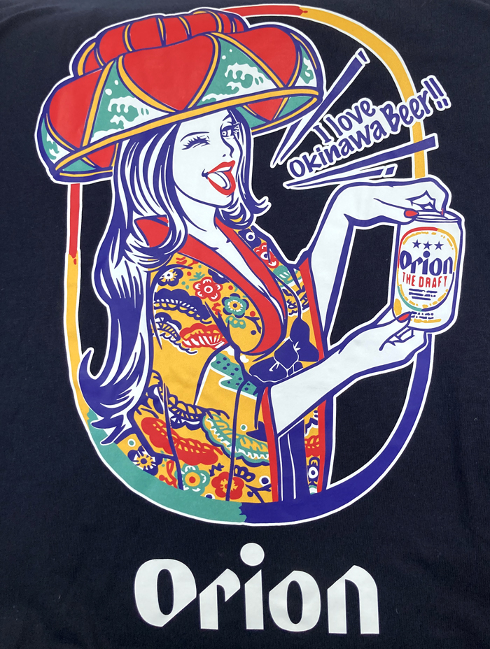 オリオンビールTシャツ 花笠ガール 紺 orion 正規品 : okinawa マリン