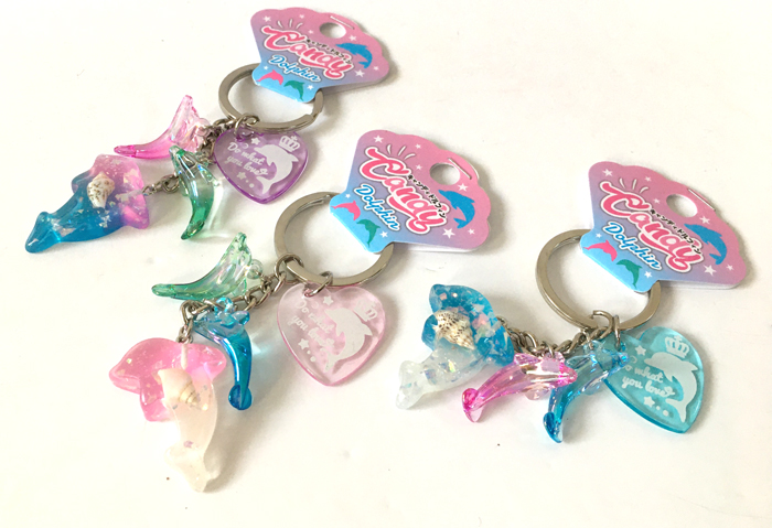 キーホルダー ドルフィン イルカ キラキラレジン 貝殻入り キャンディ