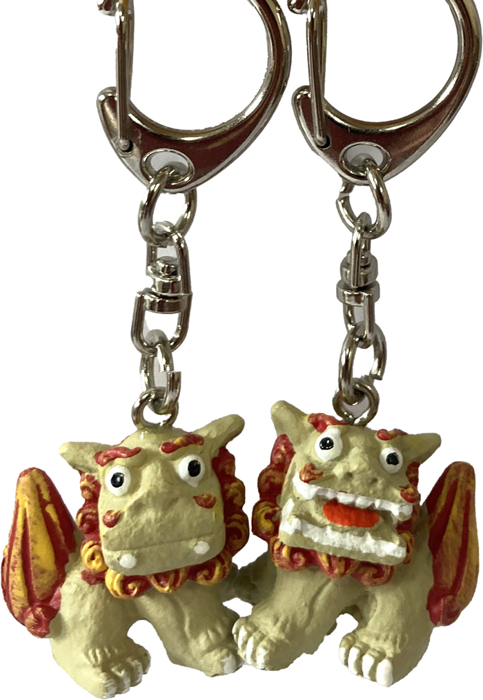 ペアーシーサーキーホルダー 魔除けシーサー 2個付き 沖縄限定