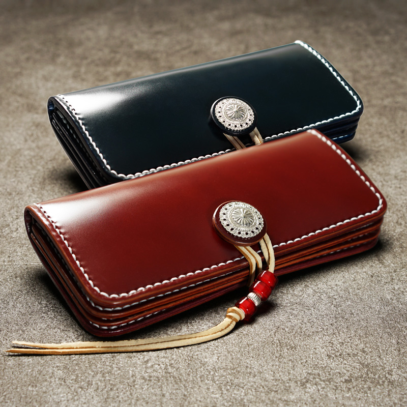 コードバンウォレット Iタイプ きなり・黒・バーガンディ バイカーズ