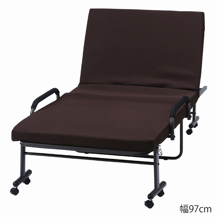 ベッド 折りたたみベッド シングル 仮反発 フリーロック 42段 幅97cm FGB-1743