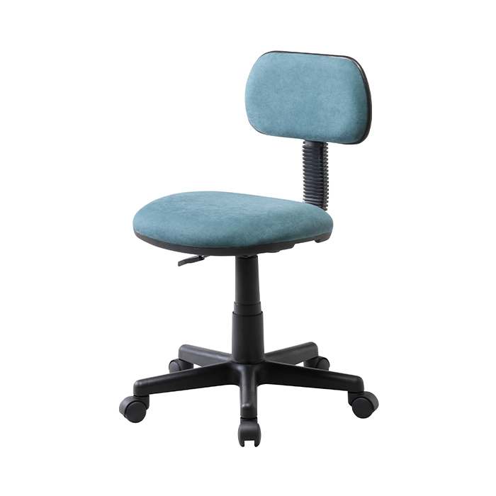 オフィスチェア シンプル ガス圧昇降 デスクチェア コンパクト キャスター付き ワークチェア 椅子 事務椅子 ターコイズブルー KOE-7679TBL