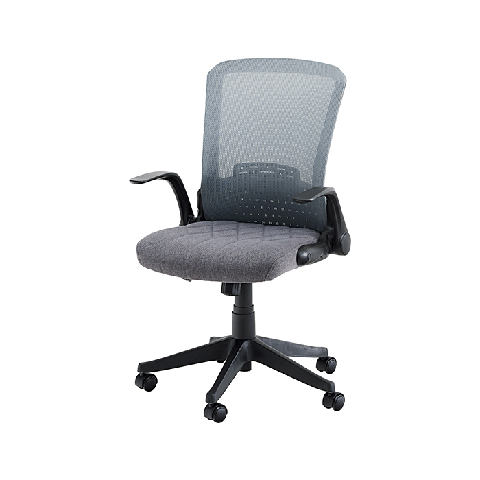 デスクチェアー チェア オフィスチェア キャスター付き 椅子 シンプル おしゃれ 回転 昇降 可動アーム 肘掛け付き グレー MAZUK-0170GY