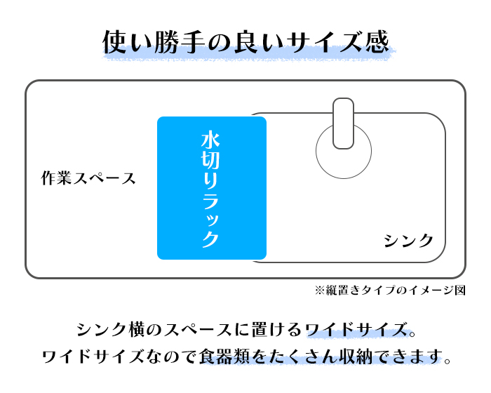 水切りラック 縦置き ワイド ステンレス 水が流れる 水切りかご 日本製 燕三条 MCHOK-0016の画像