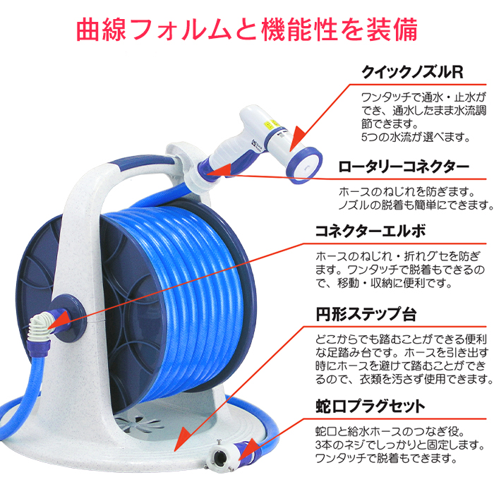 ホースリール 30m 散水ホース 内径15mm 水撒きホース 耐圧ホース