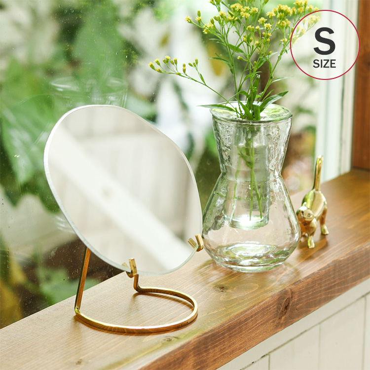 鏡 卓上けミラー 真鍮 スタンド アクリルミラー ブラススタンドミラー