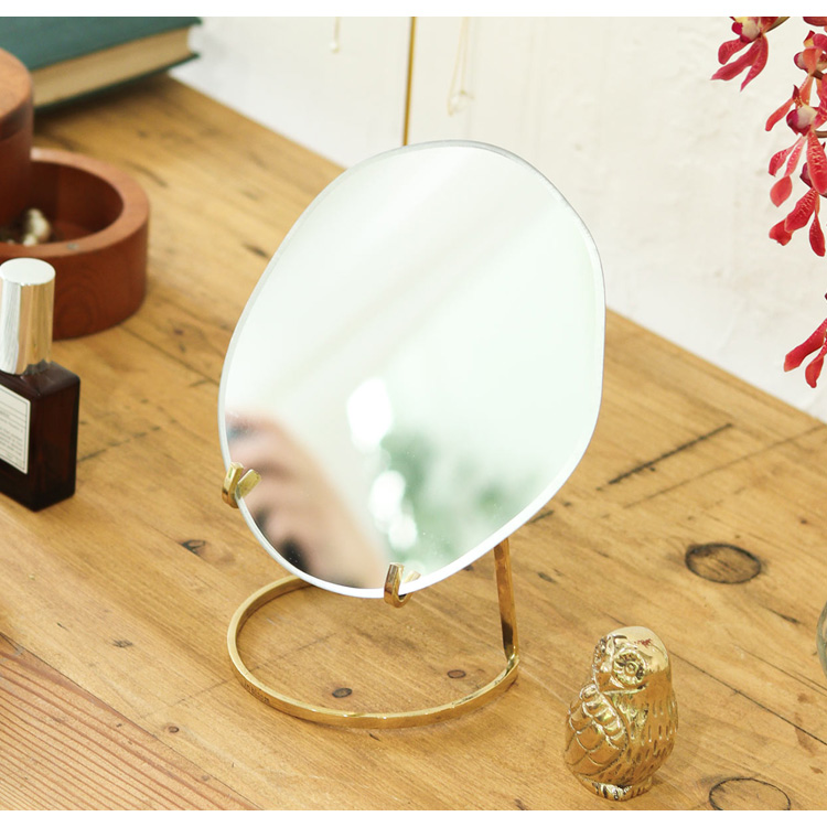 鏡 卓上けミラー 真鍮 スタンド アクリルミラー ブラススタンドミラー