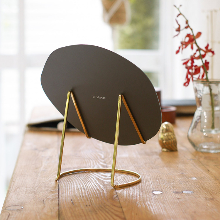 鏡 卓上ミラー 真鍮 スタンド アクリルミラー ブラススタンドミラー L