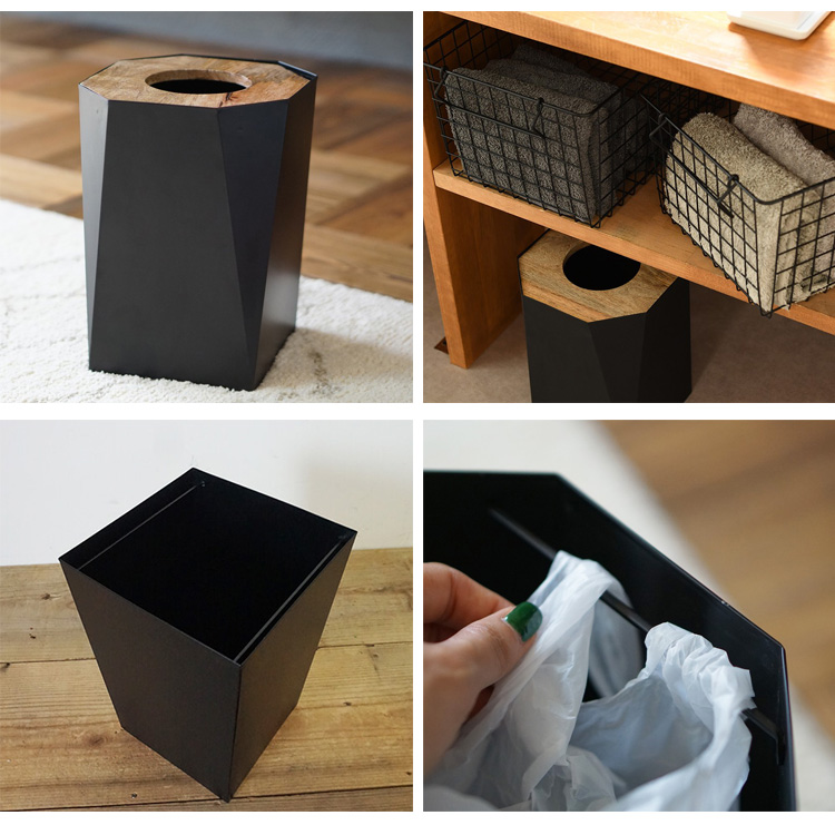 ゴミ箱 ごみ箱 蓋つき 木製 アイアン ヴィンテージ ダストボックス L