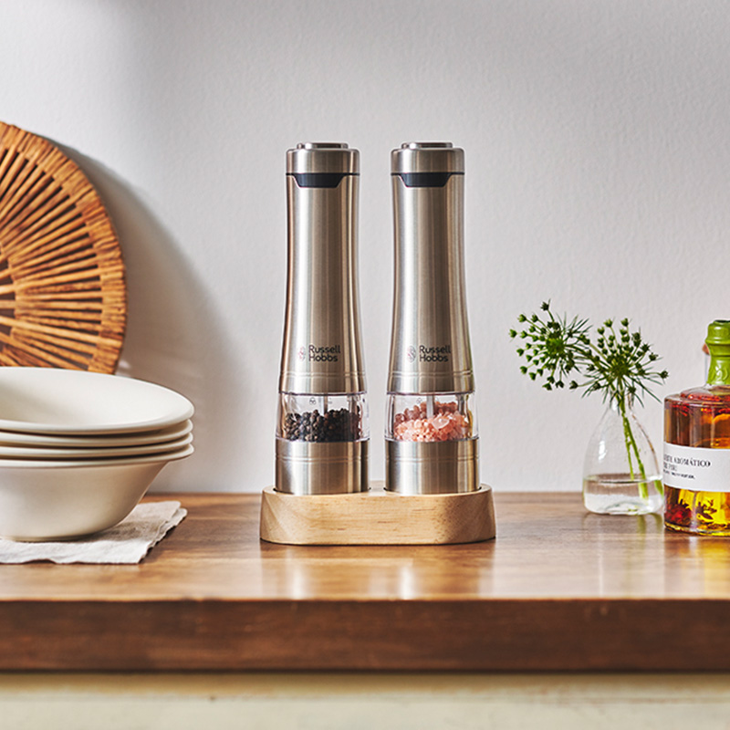 ミル 電動 岩塩 胡椒 電池式 粗さ調節 Russell Hobbs ラッセルホブス