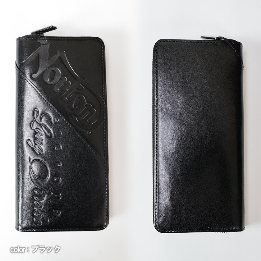 ノートン（NORTON） 本革 長財布 エンボス ウォレット ロゴ 同色